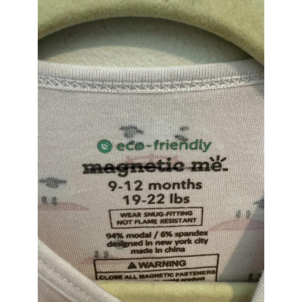Magnetic Me Footie Pajamas Baby Girls 9-12M Pink Animal Modal One Piece Coverall